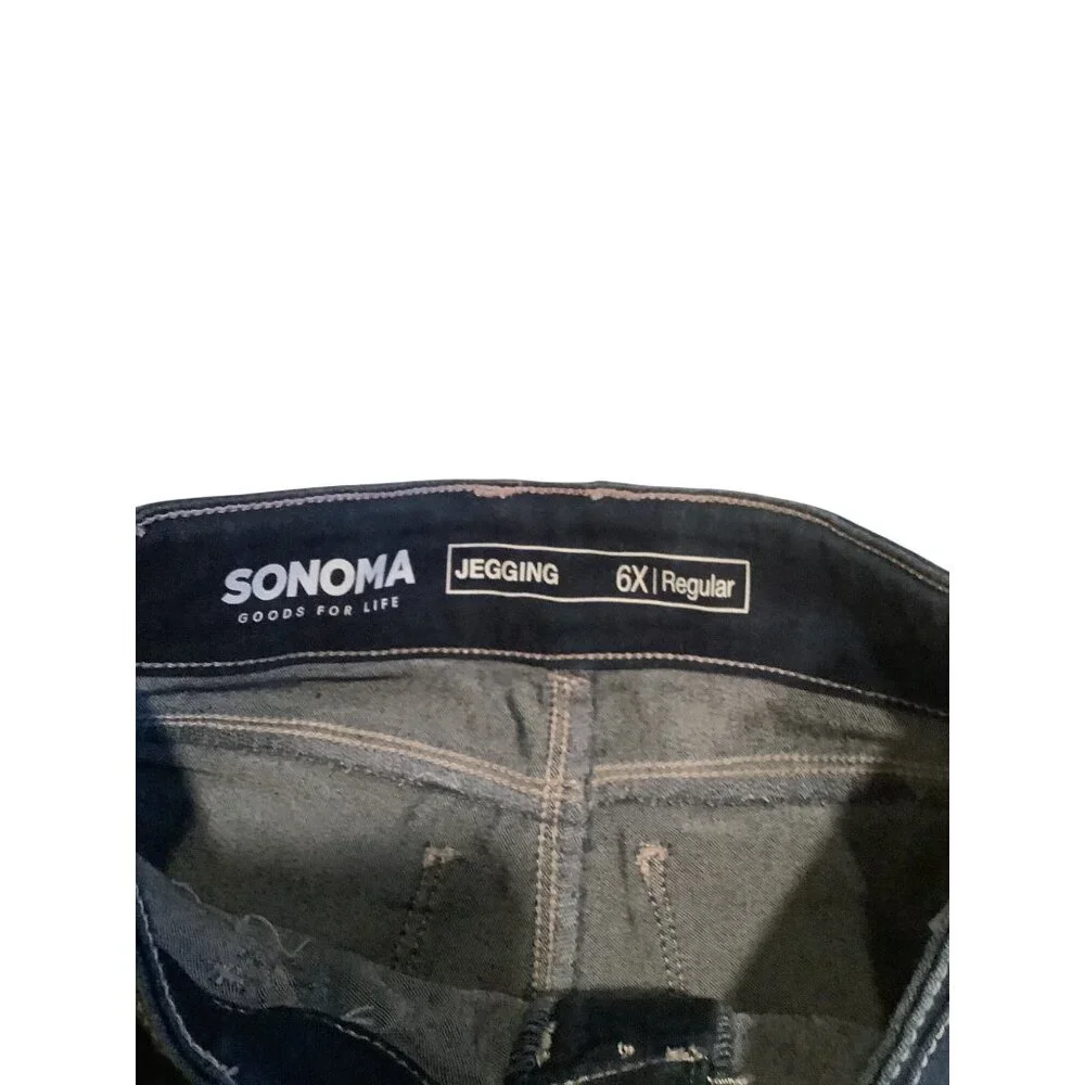 Sonoma Girls 6X Reg Jegging Adjustable Waist Dark Wash Denim Pants‎ Blue